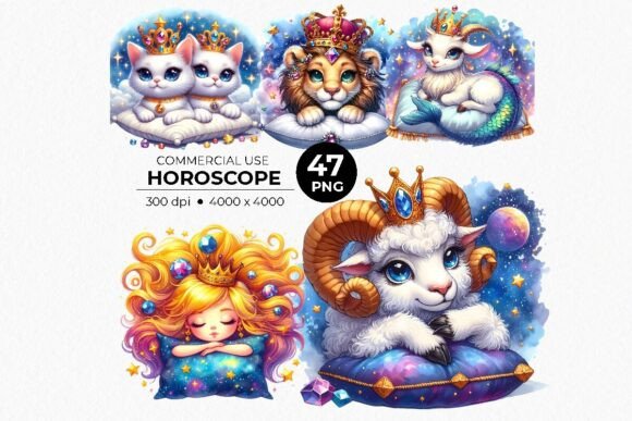 Adorable Zodiac Horoscope Astrology Signs PNG for Creative Projects