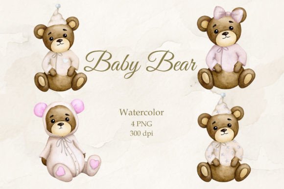 Baby Bear. Watercolor Collection PNG: Soft Illustrations for Modern Projects