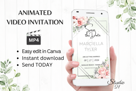 Designing with Pink Save the Date Announcement W2274