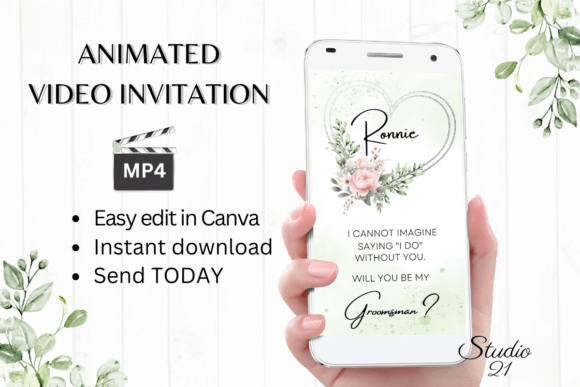 Elegant Pink Roses Groomsman Proposal: A Design Asset