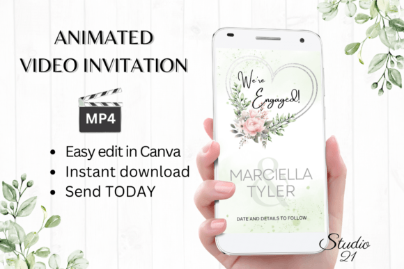 Pink Engagement Announcement W1278B: A Modern Script for Big News