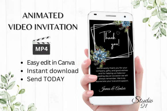 Winter Wedding Thank You W9253TU: A Modern Script for Elegant Invitations