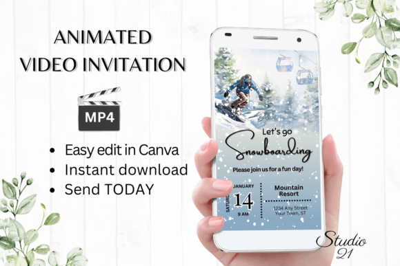 Your Snowboarding Trip Invite, Animated & Ready